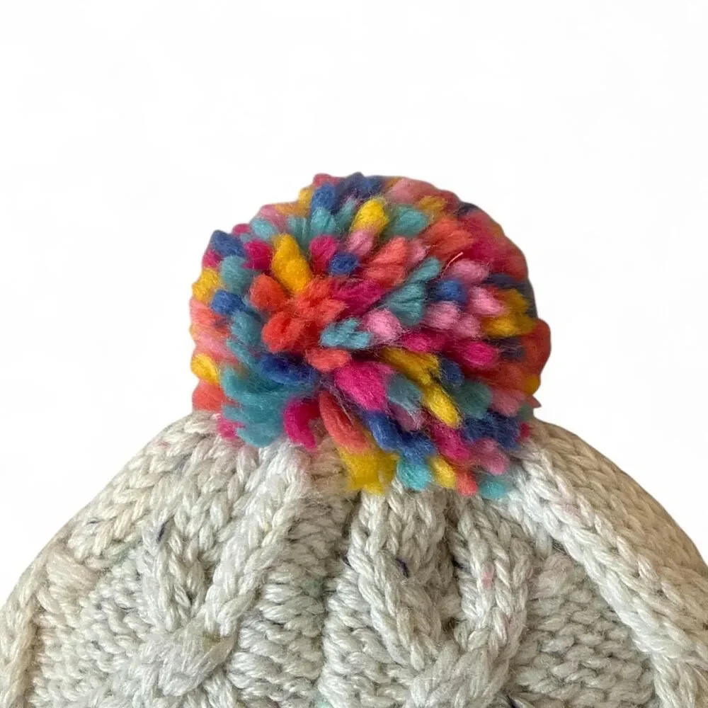 Carter’s Baby Knit Pom Pom Beanie Hat 12–24 Months Cream Fleece Lined Winter